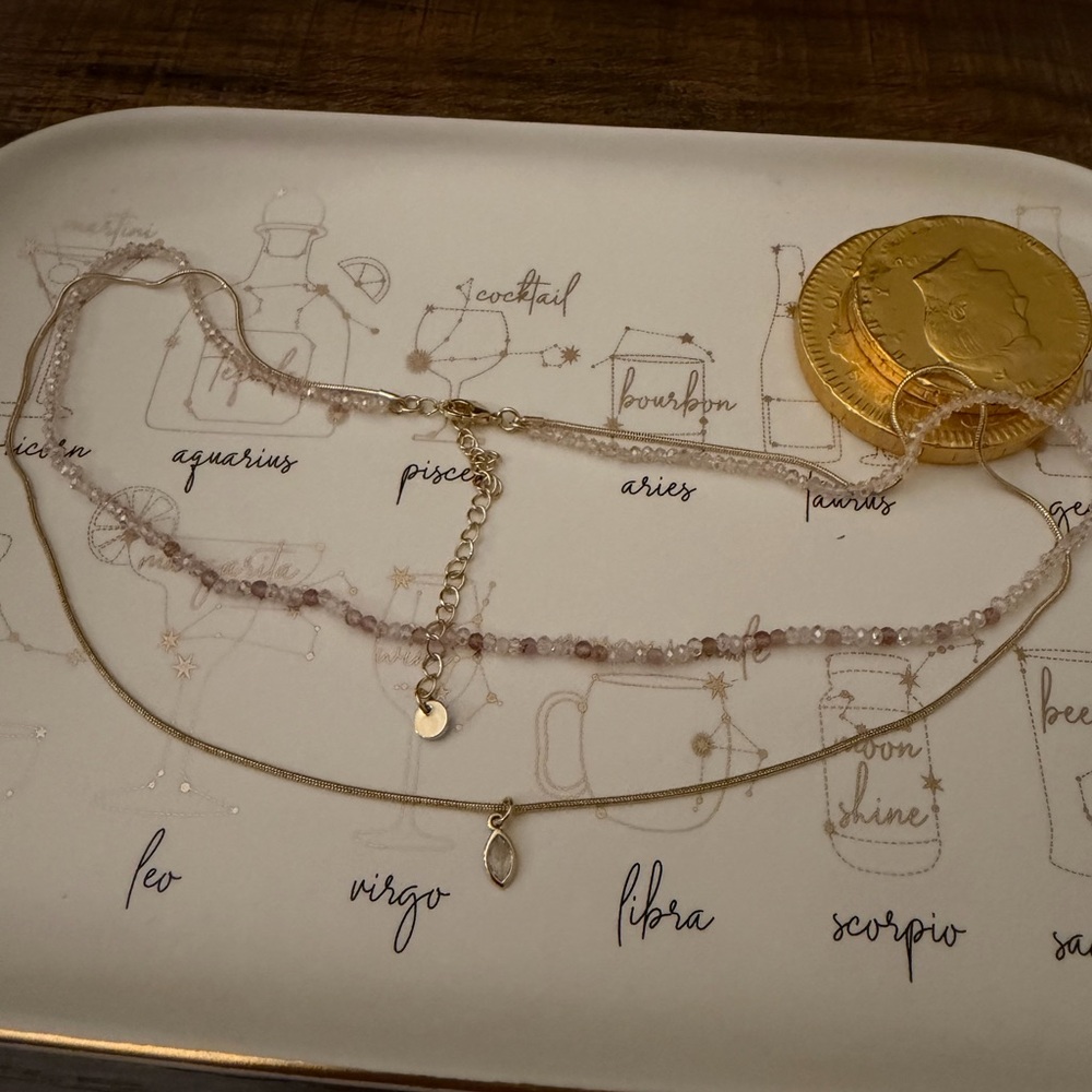 Gold and beaded stones Layered Necklace